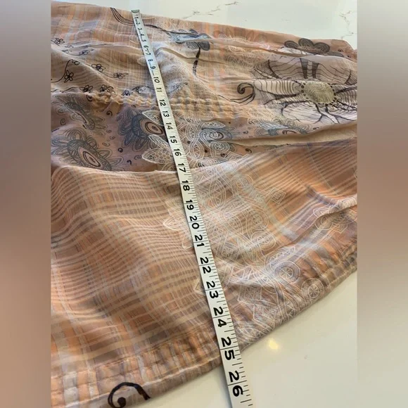 Vintage 90’s Dress Strapless Abstract Floral Beige With Pull-string Hem Size Med - Picture 4 of 10